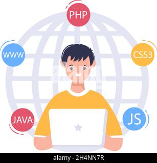 Software Development and Programming Code on Computer Vector Illustration for Technology, Engineer Team, coding, Marketing Material and Business Stock Vector