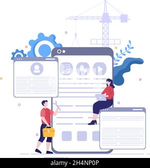 Software Development and Programming Code on Computer Vector Illustration for Technology, Engineer Team, coding, Marketing Material and Business Stock Vector