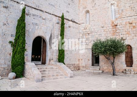 castle courtyard, Castle of Peniscola, Spain Stock Photo