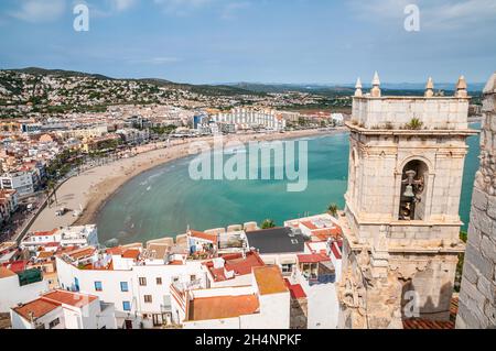 panoramic view of Peniscola from the Castle of Peniscola, Spain Stock Photo