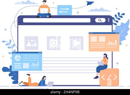 Software Development and Programming Code on Computer Vector Illustration for Technology, Engineer Team, coding, Marketing Material and Business Stock Vector