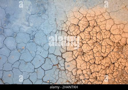 Dried mud pattern from a geothermal area in Iceland, Hverir Stock Photo