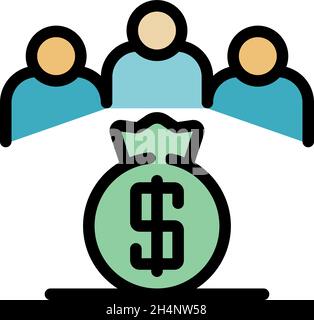 Outsource money bag icon. Outline outsource money bag vector icon color flat isolated Stock Vector