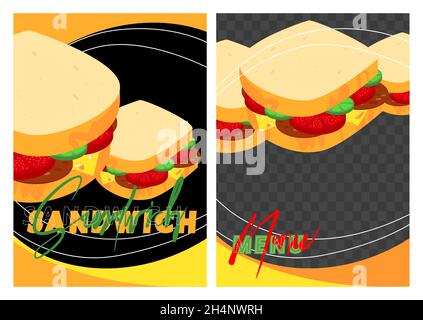 Modern Sandwich, fast food template for poster, flyer, brochure, cover. Graphic design layout with graphic elements and space for photo background. Stock Vector