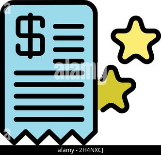 Bonus check payment icon. Outline bonus check payment vector icon color flat isolated Stock Vector