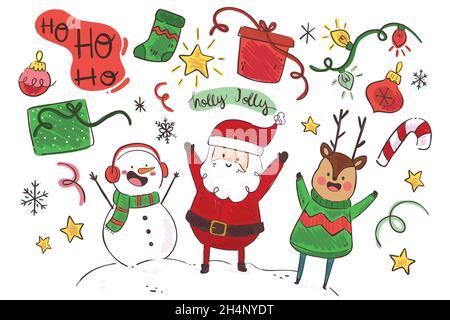 flat christmas background with characters vector design illustration Stock Vector