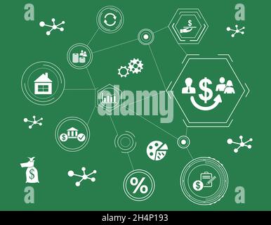 Concept of personal loan with connected icons Stock Photo