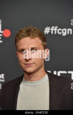 Cologne, Germany. 25th Oct, 2021. Actor Max Hubacher comes to the screening of the film Monte Verita - The Intoxication of Freedom at the Film Festival Cologne. Credit: Horst Galuschka/dpa/Alamy Live News Stock Photo