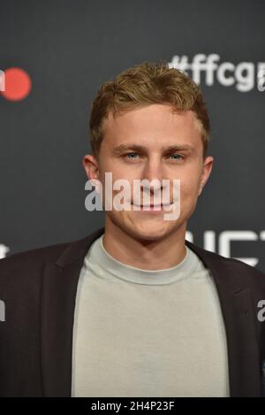 Cologne, Germany. 25th Oct, 2021. Actor Max Hubacher comes to the screening of the film Monte Verita - The Intoxication of Freedom at the Film Festival Cologne. Credit: Horst Galuschka/dpa/Alamy Live News Stock Photo