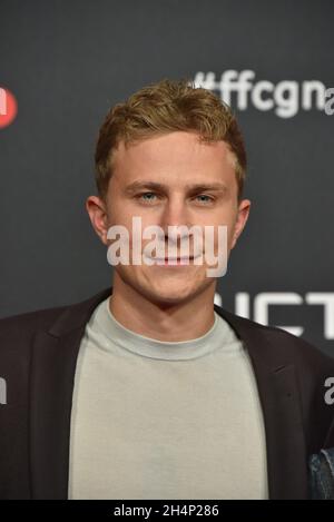 Cologne, Germany. 25th Oct, 2021. Actor Max Hubacher comes to the screening of the film Monte Verita - The Intoxication of Freedom at the Film Festival Cologne. Credit: Horst Galuschka/dpa/Alamy Live News Stock Photo