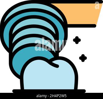 Electric toothbrush energy icon. Outline electric toothbrush energy vector icon color flat isolated Stock Vector