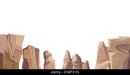 Rocky cliffs. Peaks of rocky mountains. Stone landscape. Isolated on white background. Illustration vector Stock Vector