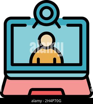 Webcam call icon. Outline webcam call vector icon color flat isolated Stock Vector