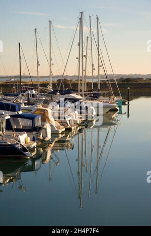 boats moored at northney marina on hailing island hampshire Stock Photo