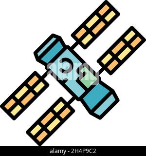 Capsule space station icon. Outline capsule space station vector icon color flat isolated Stock Vector