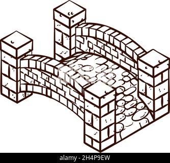Stone Bridge Map Icon Vintage Illustration Stock Vector