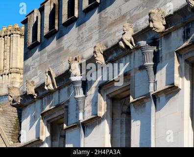 Every Oxford College - including Magdalen, shown here -  has its very own quirky and imaginative family of gargoyles; for centuries, they have been ke Stock Photo