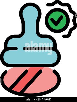 Approved stampicon. Outline approved stamp vector icon color flat isolated Stock Vector