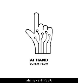 Artificial intelligence and machine learning line icon Stock Vector