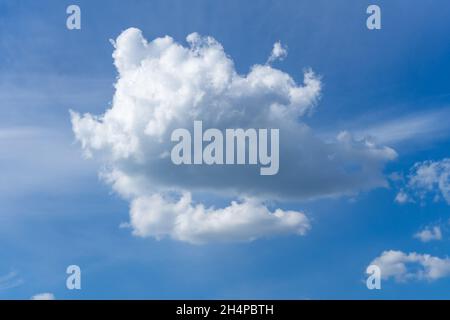 White Clouds in a blue Sky over Bavaria Stock Photo