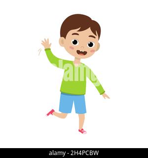 Cute boy kid. Funny child isolated on white background Stock Vector