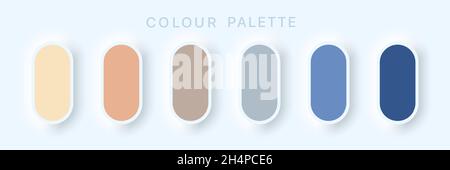 Guide Palette Catalog. Samples Pastel colors. Colorful soft buttons or vivid color spheres flat. Neomorphism Vector illustration. Stock Vector