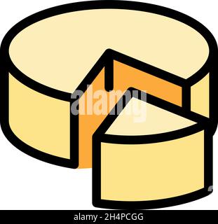 Cheese wheel and slice icon. Outline cheese wheel and slice vector icon color flat isolated Stock Vector