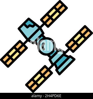 Space station probe icon. Outline space station probe vector icon color flat isolated Stock Vector