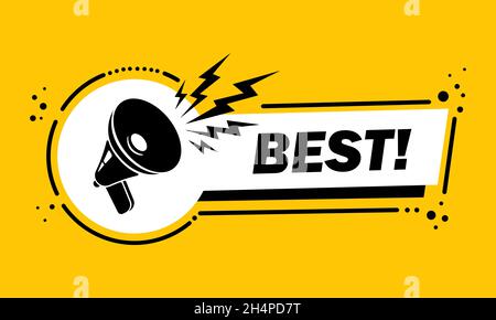 Megaphone with Best speech bubble banner. Loudspeaker. Label for business, marketing and advertising. Vector on isolated background. EPS 10. Stock Vector