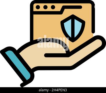 Security browser icon. Outline security browser vector icon color flat isolated Stock Vector