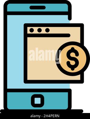 Phone browser icon. Outline phone browser vector icon color flat isolated Stock Vector