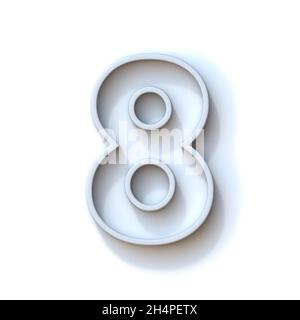 Grey extruded outlined font with shadow Number 8 EIGHT 3D rendering illustration isolated on white background Stock Photo