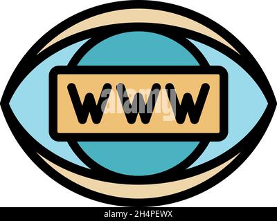 Eye browser icon. Outline eye browser vector icon color flat isolated Stock Vector