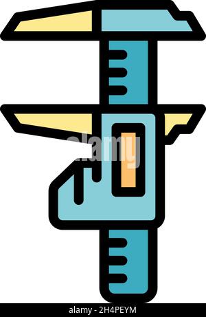 Digital caliper icon. Outline digital caliper vector icon color flat isolated Stock Vector