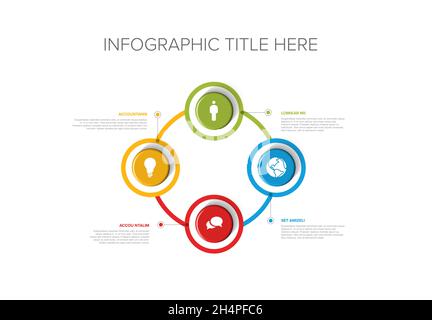 Vector multipurpose Infographic template with four elements options on a color cycle and modern colors on a white background, each infographic with ic Stock Vector