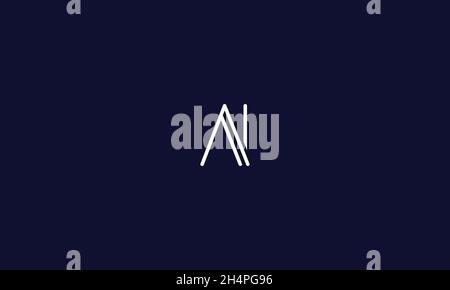 LETTERS AI LOGO DESIGN WITH NEGATIVE SPACE EFFECT FOR ILLUSTRATION USE Stock Vector