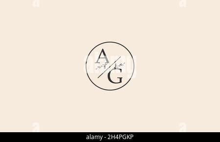 LETTERS AG LOGO DESIGN WITH NEGATIVE SPACE EFFECT FOR ILLUSTRATION USE Stock Vector