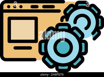 Website settings icon. Outline website settings vector icon color flat isolated Stock Vector