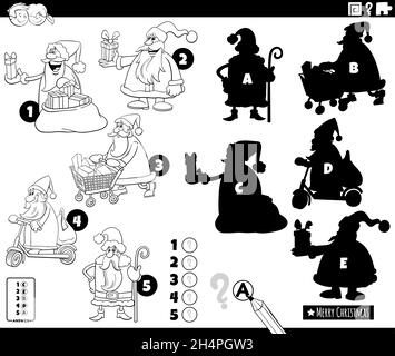 educational shadows game with Santa Claus coloring page Stock Vector ...