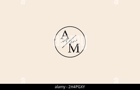 LETTERS AM LOGO DESIGN WITH NEGATIVE SPACE EFFECT FOR ILLUSTRATION USE Stock Vector