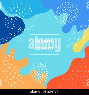 Contemporary modern trendy undersea doodle handdrawn background template with place for your content made by various hand drawn pattern spots Stock Vector