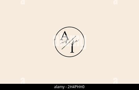 LETTERS AI LOGO DESIGN WITH NEGATIVE SPACE EFFECT FOR ILLUSTRATION USE Stock Vector