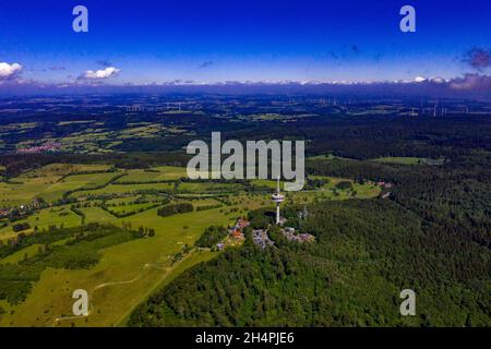 Hoherodskopf im Vogelsberg aus der Luft | Aerial Photo of the Vogelsberg Mountain in Hesse (Germany) Stock Photo