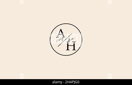 LETTERS AH LOGO DESIGN WITH NEGATIVE SPACE EFFECT FOR ILLUSTRATION USE Stock Vector