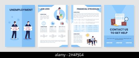 Unemployment help flat vector brochure template Stock Vector