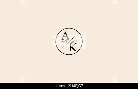 LETTERS AK LOGO DESIGN WITH NEGATIVE SPACE EFFECT FOR ILLUSTRATION USE Stock Vector