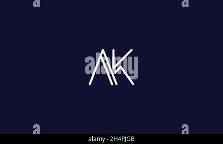 LETTERS AK LOGO DESIGN WITH NEGATIVE SPACE EFFECT FOR ILLUSTRATION USE Stock Vector