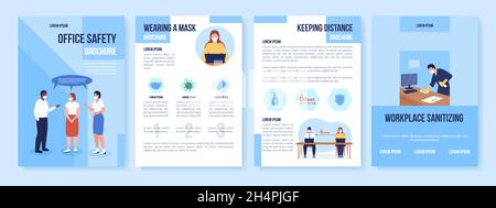 After covid office safety flat vector brochure template Stock Vector