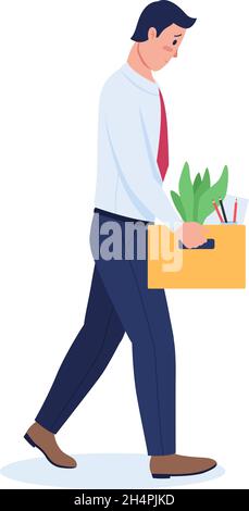 Dismissed employee semi flat color vector character
