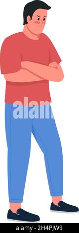 Irritated man semi flat color vector character Stock Vector
